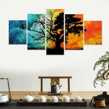 

Modular HD Prints Posters Home Decor Wall Art Pictures 5 Pieces Seasons Tree Art Scenery Landscape Paintings No Frame