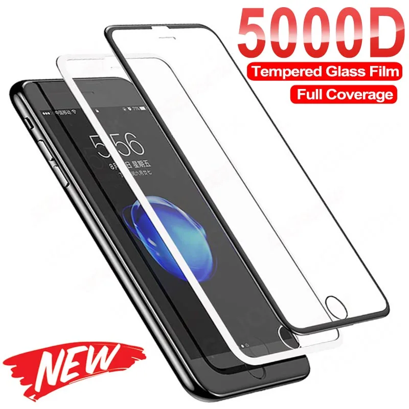 5000D Full Protective Glass For iPhone SE 2020 6 6S 7 8 Plus Tempered Screen Protector iphone6 iphone7 iphone8 Safety Film | Мобильные