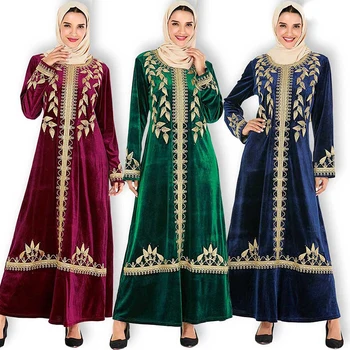

Plus Size Winter Velvet Abaya Dubai Turkish Hijab Muslim Dress Islamic Clothing Abayas For Women Caftan Moroc Kaftan Robe Islam