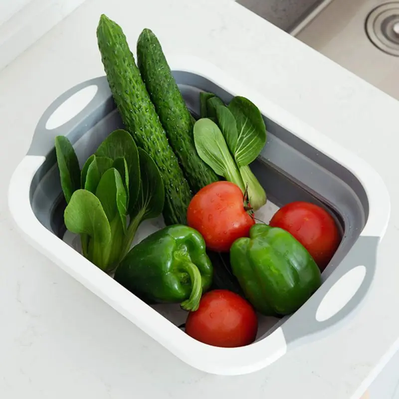 Многофункциональная 3 в 1 складывающаяся разделочная доска для кухни складная корзина для мытья Слива Разделочные Блоки корзина кухонный Органайзер