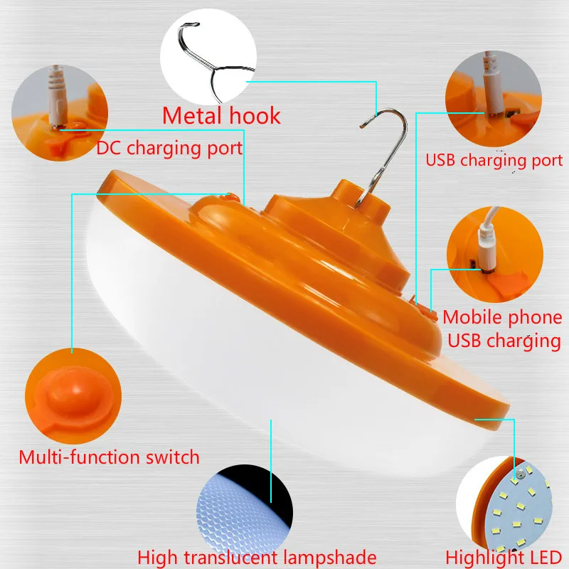 UFO outdoor emergency warm white lamp high bright waterproof portable camping lantern night light 5w3 modes LED camping light