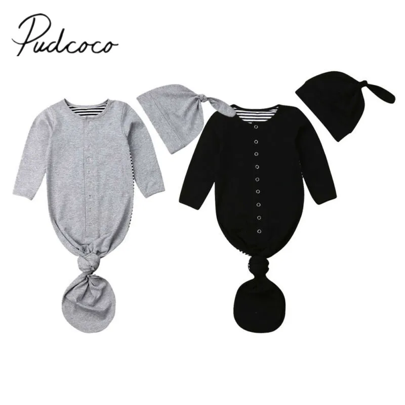 

2019 Baby Spring Autumn Sleepwear Newborn Baby Infant Toddler Blanket Swaddle Stroller Wrap Long Sleeve Sleeping Bag +Hat 2Pcs