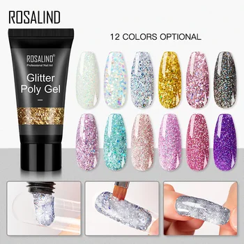 

ROSALIND Glitter Poly Gel UV Builder Gel 15ml/30ml Hybrid Varnishes Nail Extension Art Design All For Manicure Top Base Primer