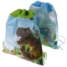 Fiesta de cumpleaños niños favorece dibujos animados lindo dinosaurio tema decorar tela no tejida Baby Shower bolsas de regalos con cordón(China)