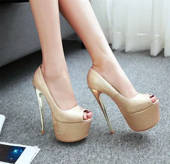 

SARAIRIS 2020 Plus size 48 dropship women shoes woman sexy peep toe platform super thin high heels slip on party wedding pumps