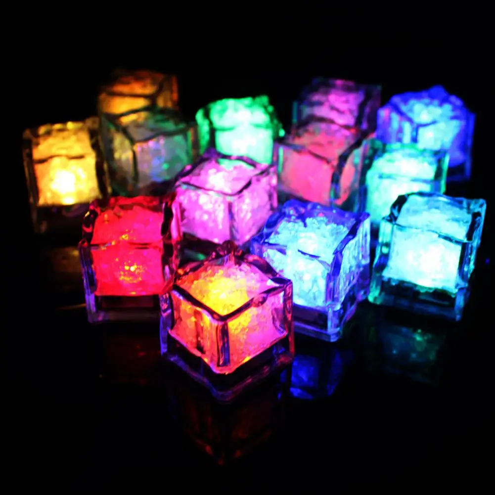 Colorful fast flash 12 шт. DIY светодиодный свет кубики льда красочные вспышки света Свадебные праздничные вечерние декоративные светящиеся кубики льда - Цвет: Colorful fast flash