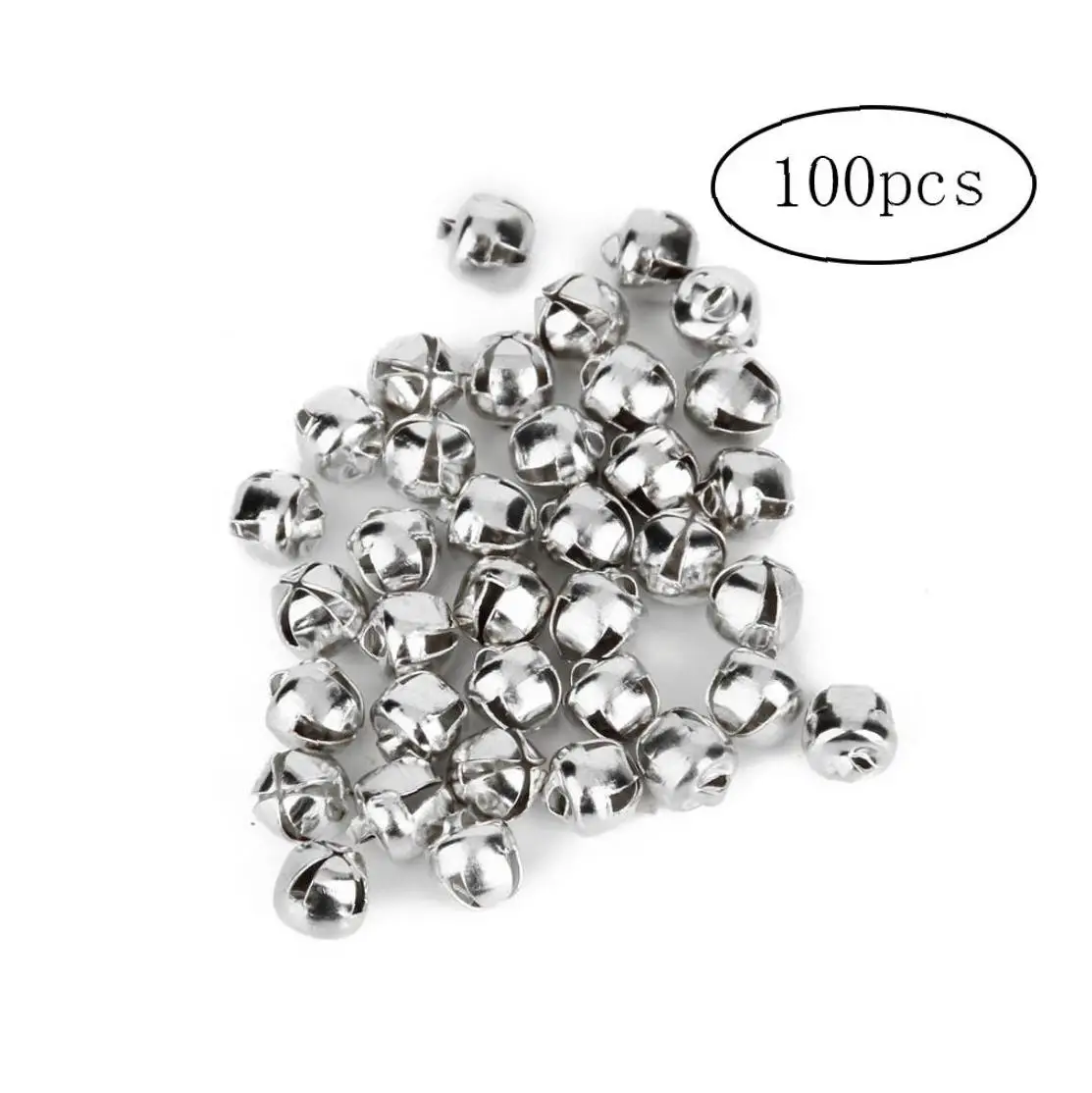 100 Pcs Christmas Bell Mini Metal Jingle Bells for Decoration Jewellery Making Craft 6mm Silver | Дом и сад