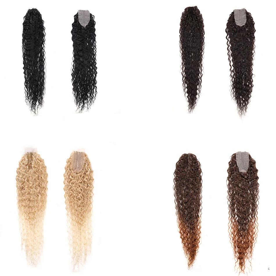 Synthetic Bundles With Closure Afro Curls Curly Organic Hair Weaving Natural Hair Extension Curly Bundles Natural Weave 6+1