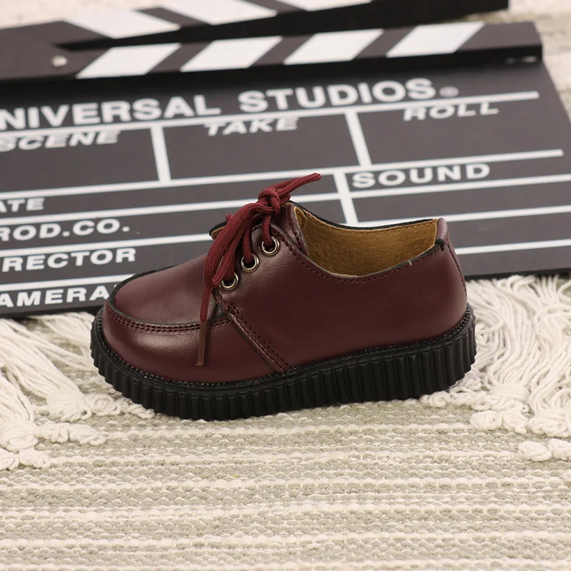 C5543 purple leather Новые стильные туфли из губчатого материала для мальчиков и девочек; кожаная детская Студенческая обувь; Детские тонкие туфли для женщин; кожаная обувь - Цвет: C5543 purple leather
