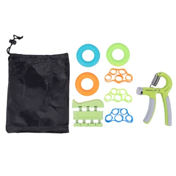

ABZB-Hand Grip Strengthener Kit with Finger Exerciser Finger Stretchers Adjustable Hand Gripper and Exercise Rings