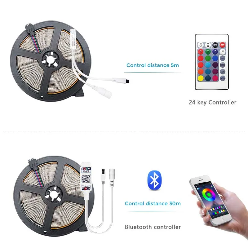 Светодиодная Водонепроницаемая RGB лента с Bluetooth 20 м 12 в пост. Тока|Светодиодные