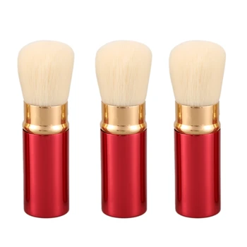 

RANCAI 3 Pcs Portable Retractable Makeup Brush, Powder Brush, Loose Powder Blush Brush, Makeup Tool