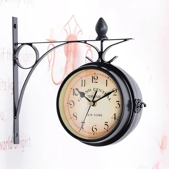 

2020 Newest Black Outdoor Garden Paddington Station London Wall Clock Double Sided Outside Bracket Double Sided Bracket Clock