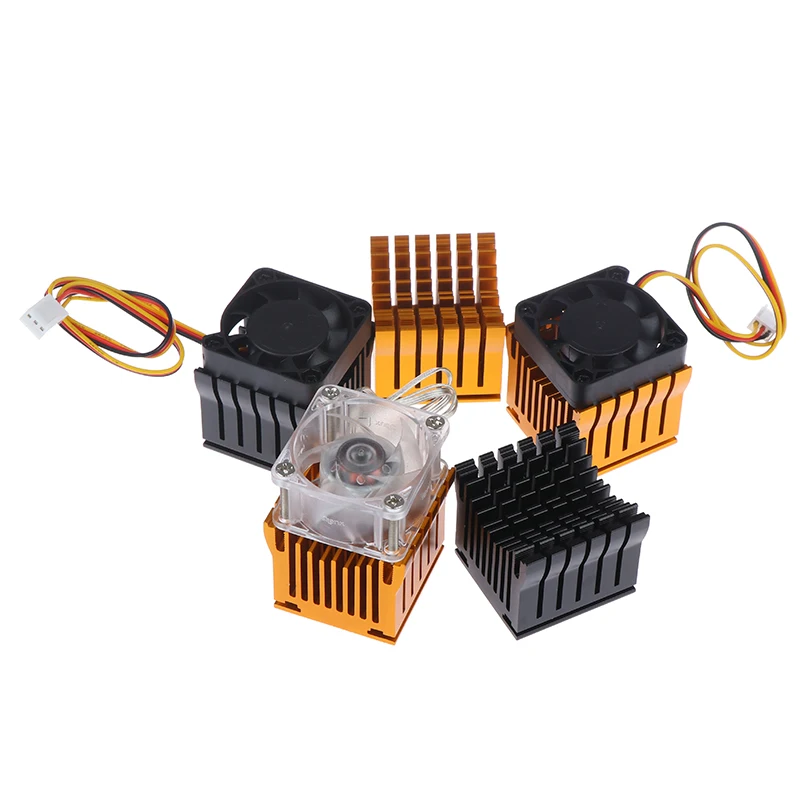 1pc Black/Golden DIY Aluminium Northbridge Heatsink Cooler Motherboard Radiator w/4cm Fan For PC