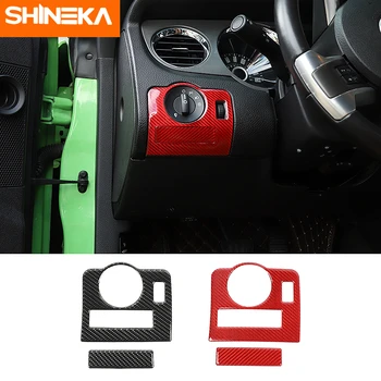 

SHINEKA Real Carbon Fiber Car Headlight Switch Buttons Decoration Cover Stickers For Ford Mustang 2009-2013 Styling Accessories