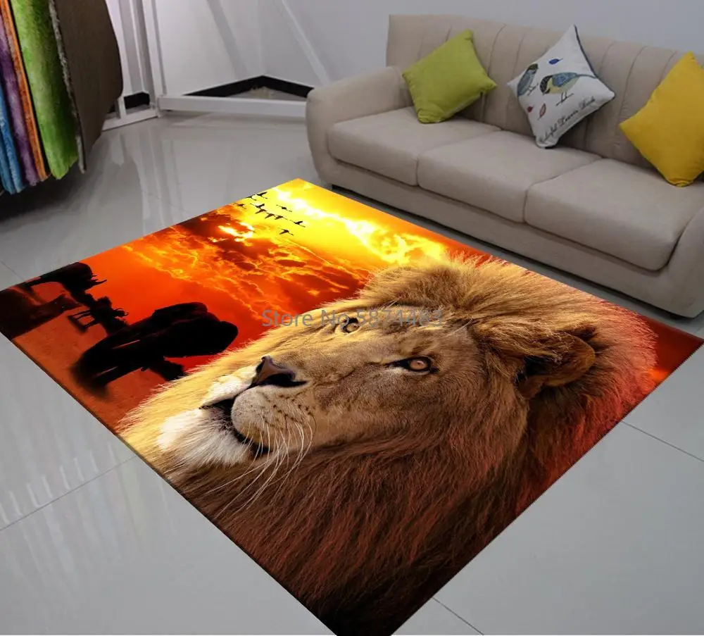 Большие ковровые покрытия с 3D принтом зернистость льва тигра мягкие полиэфирные