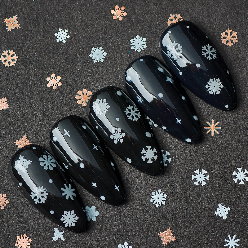 3D золотой микс Рождество выдалбливают снежинки Блестки для ногтей снежные хлопья украшения для ногтей зимние аксессуары для ногтей