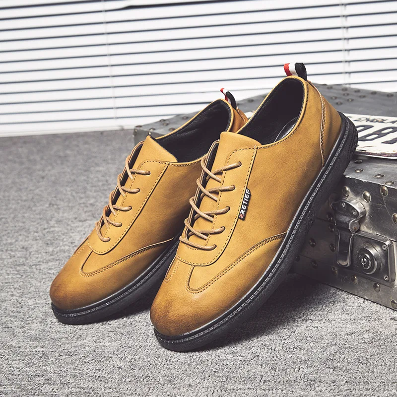 

2019 Leather Shoes Men Casual Footwear Mens Sneakers Fashion Cool Street Shoes Male Footwear A1410