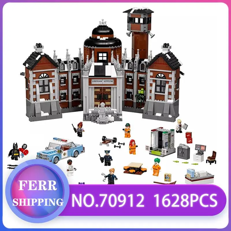 

In stock 07055 Batman Movie The Arkham Asylum Madhouse 1703Pcs Building Blocks Compatible with 70912 Bricks DC Christmas Gifts