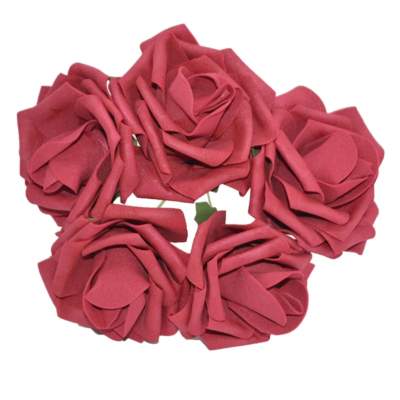 Искусственные Искусственные цветы 8 см для дома, вечерние, свадебные украшения - Цвет: Бургундия
