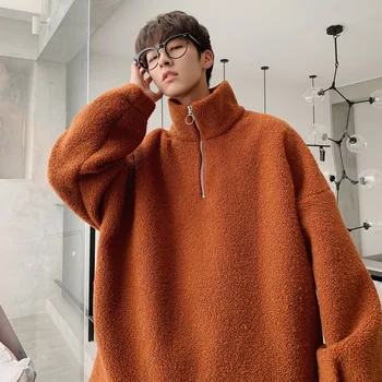 

2019 Autumn And Winter Korean Version Of The New Spot High-necked Locomotive Men's Casual Handsome Plush Coat