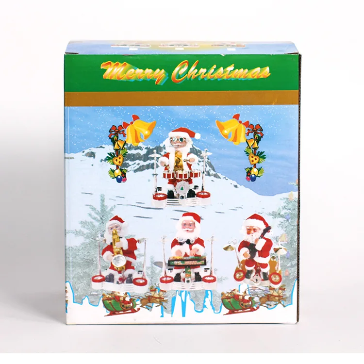 Jingle Bell Rock Santa Animated Piano Drum Santa Claus Charistmas Electric Toys for Children XMAS Decorations for Home Party