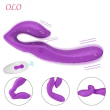 OLO doppia penetrazione vibrante Dildo Strap-on giocattoli del sesso per coppie lesbiche massaggiatore anale Dildo vibratore senza spalline Strapon