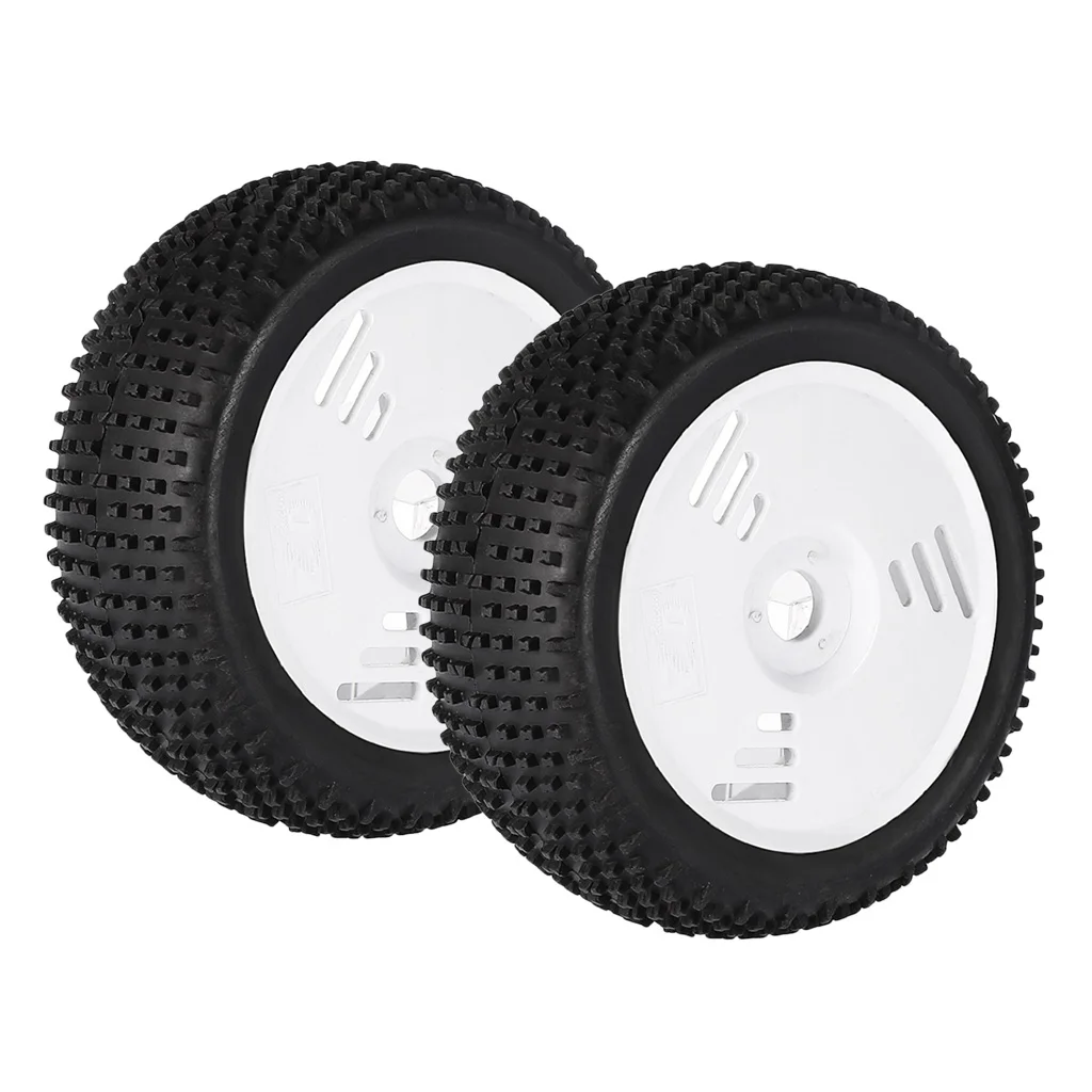 1 Pair RC 1:8 Off-Road Car Tire with Wheel Rim for  VP-PRO ZDRacing HPI FS White+Black