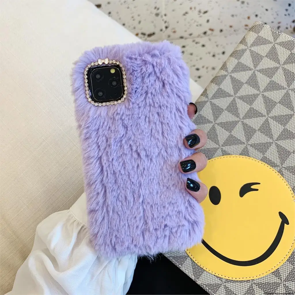 Rabbit Fluffy Hair Case For iPhone 11 Pro Max 6 6s 7 8 Plus X 10 XR Warm Furry Back Cover For iPhone XS Max 5 5s SE Phone Cases