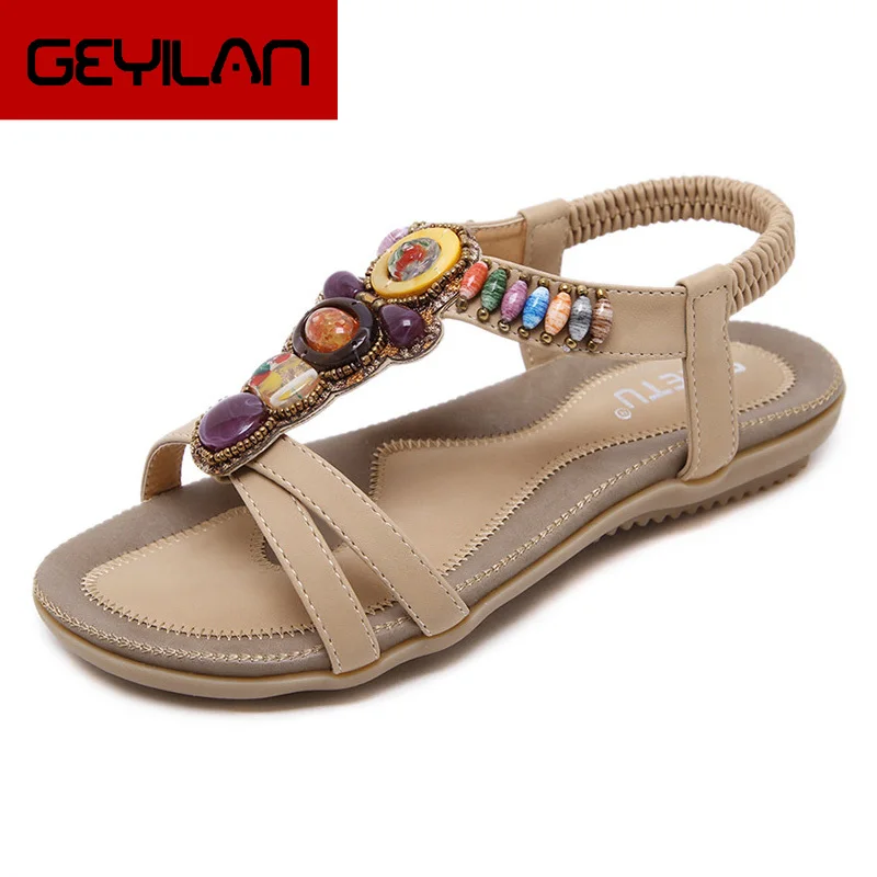 

Women Shoes Women Sandals Summer Beach Sandals New Flip Flops Women Flat Sandals Bohemian Beaded Soft Ladies Sandals Size 44-45