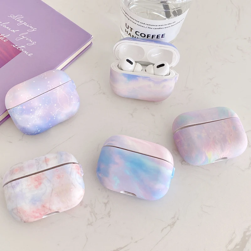 For Airpods Pro Colorful Starry Cloud Sky Soft TPU Earpods Case for Apple 1 2 3 Marble Stones Wireless Earphone Cover | Электроника
