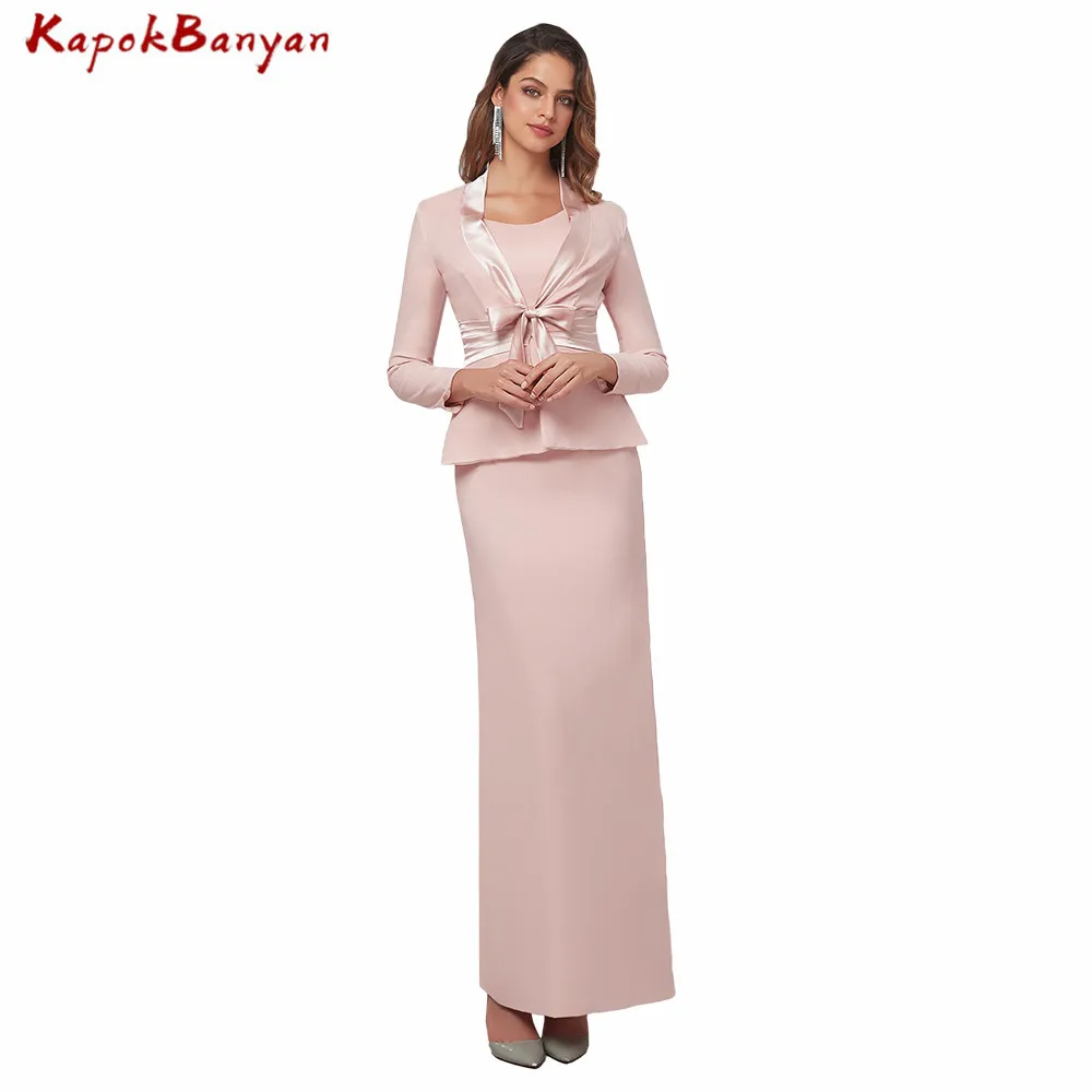 Twee Stukken Chiffon Moeder Van De Bruid Jurk Met Lange Mouwen Jacket Lange Moeder Outfits Wedding Party Gown Twee Stukken Chiffon Moeder Van De Bruid Jurk Met Lange Mouwen Jacket Lange Moeder Outfits Wedding Party Gown