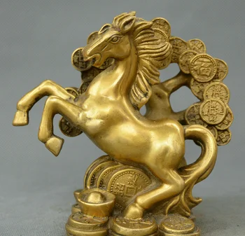 

Collect Chinese fengshui old Bronze animal auspicious horse Money tree Statue