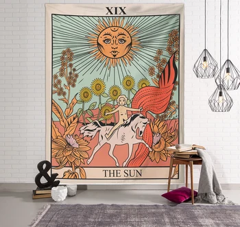 

Mandala Tarot Tapestry Wall Hanging Moon Phase Change Tapestries Bedroom Decor Bedspread Throw Cover Sun Moon Wall Decor 95x73CM