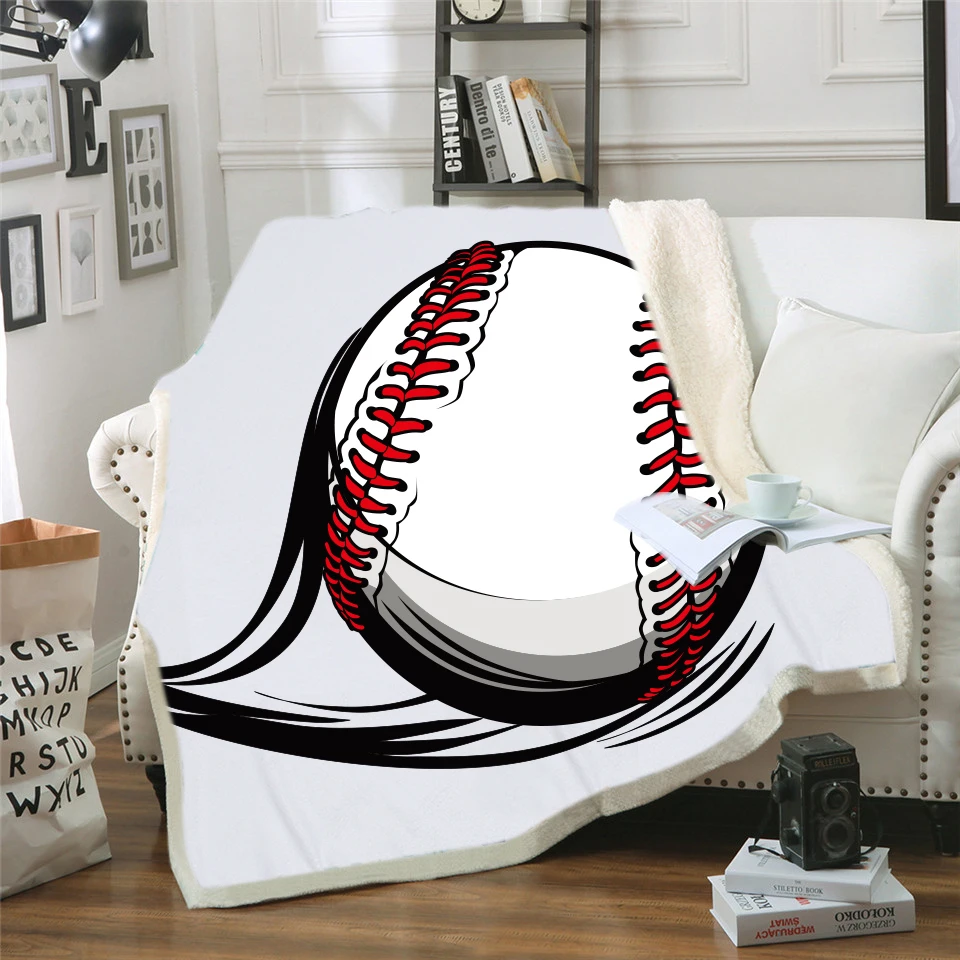 Регби Бейсбол 3D печатных одеяло из микрофибры Спорт Мяч Плюшевый Плед с искусственной меховой подкладкой на кровати яркие постельные принадлежности паранитроанилиновое покрывало Cama на заказ - Цвет: Темно-серый