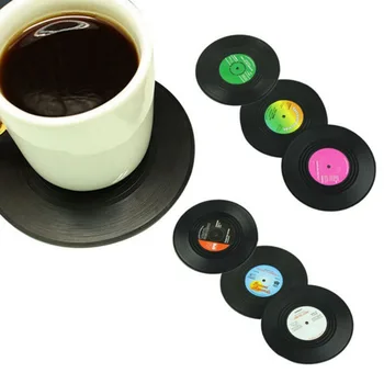 

2/4/6pcs Heat-Resistant Table Mat Creative Cd Vinyl Record Placemats For Kitchen Dining Retro Coaster Mug Coffee Cup Pads Mats