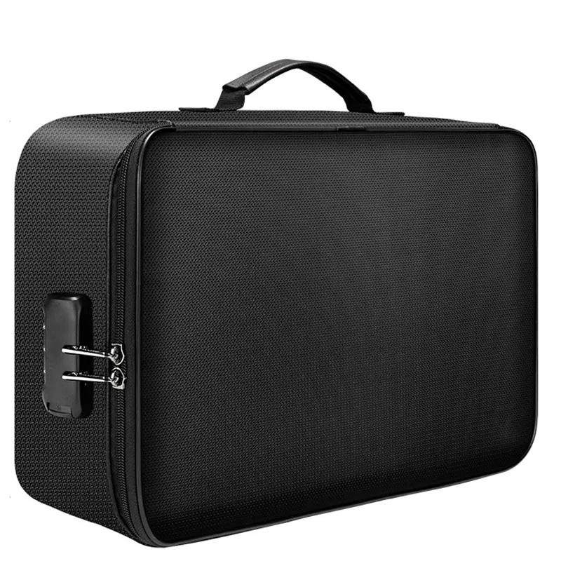 Bolsa de bloqueo de almacenamiento de documentos a prueba de fuego, Cartera de transporte, almacenamiento de documentos portátil de múltiples capas, adecuado para documentos importantes