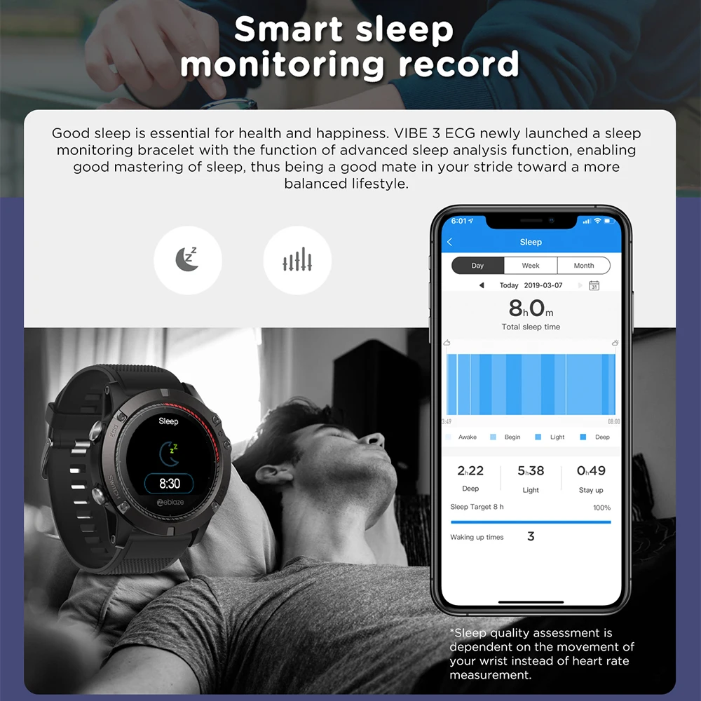 Zeblaze VIBE 3 ЭКГ Смарт часы мужские спортивные Шагомер монитор сна Поддержка 11 языков IP67 Smartwatch цветной дисплей Android IOS
