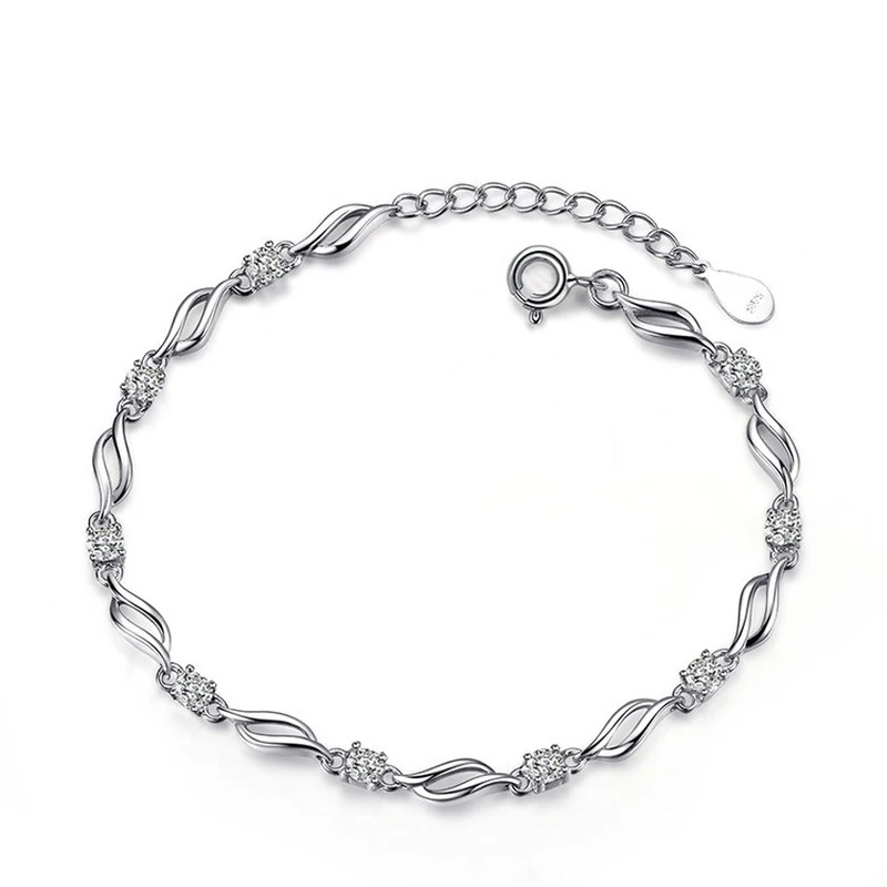 

Fashion 925 Sterling Silver Bracelet For Women AAA Cubic Zirconia Diamond Adjustable Bracelets Female Women's Fine Jewelry Gift