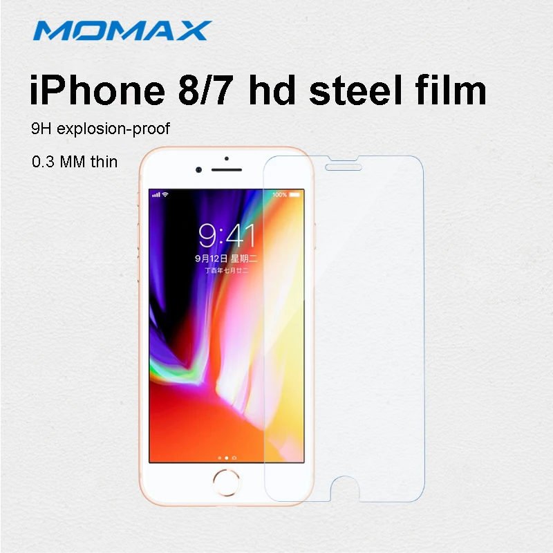 MOMAX ios phone 7 закаленная пленка против отпечатков пальцев высокая прозрачность протектор экрана телефона 8 HD Взрывозащищенная нано стеклянная пленка