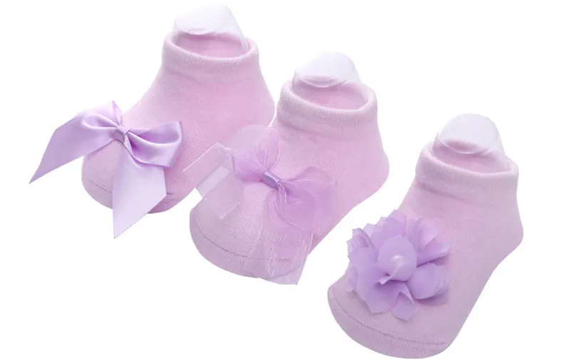 Детские носки для новорожденных, Комплект носков для маленьких девочек, нескользящие носки принцессы с бантом и цветочным кружевом, мягкие хлопковые носки для малышей 0-12 месяцев, подарок, sokken