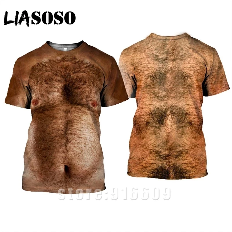 Tシャツ3dプリント男性女性動物裸毛深い男ストリートtシャツ原宿胸ファッションシャツアニメtシャツ半袖a T Shirts Aliexpress