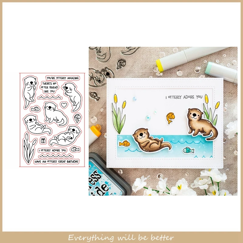 Scrapbooking Stamps Otter Otters Silicone Stamps Otter Scrapbooking
