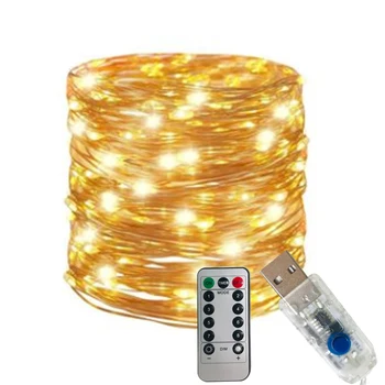 

5Meter/10Meter 8 Modes USB Led String Lights with Remote Controlle Copper Wire LED Xmas Lights Waterproof Party Wedding Holiday