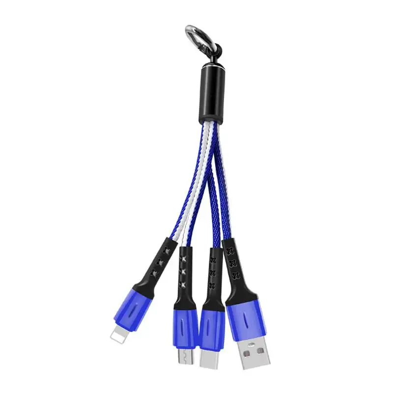 Micro usb зарядный кабель для samsung huawei type c usb кабель для oppo huawei p30 mate20 короткий мульти брелок Быстрая зарядка шнур - Цвет: Blue