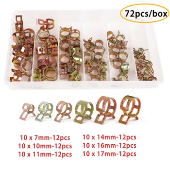 

72Pcs/Box Spring Clip Fuel Line Hose Water Pipe Tube 7/10/11/14/16/17mm Part New