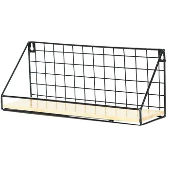 

1Pc Iron Art Punch Free Storage Rack Wall Mounted Storage Shelf Simple Wall Storage Basket for Home Dorm (Black, Small Size)