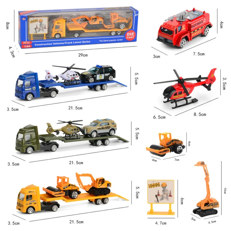 1 64 Mini alloy fire fighting engineering driver pushing inertia sliding model toy suit children s 5