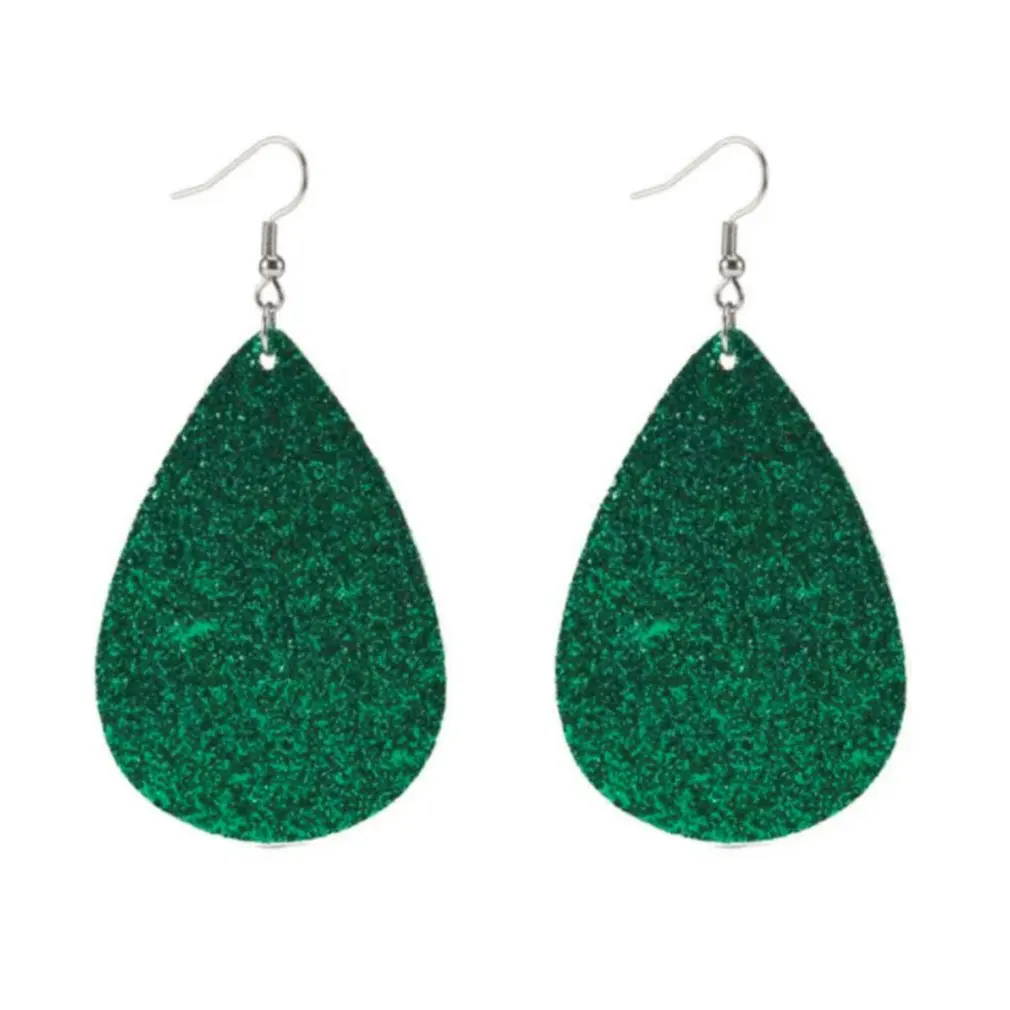 Pure green Новогодние серьги в форме капли рождественские кожаные серьги модные кожаные серьги для женщин Серьги Квадратные Серьги из ткани - Цвет: Pure green