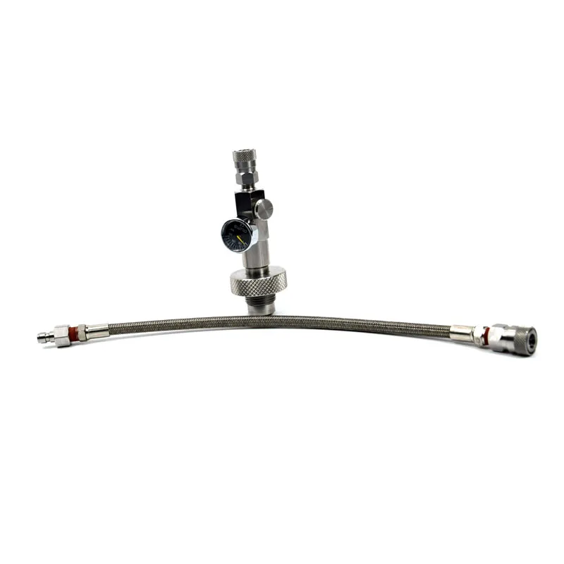 30cm SS hose QC PCP Airforce розлива адаптер DIN станция из нержавеющей стали Кнопка воздушный кровотечение с различными шлангами - Цвет: 30cm SS hose QC